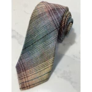 Vintage Barini Originals New York London Paris Wool Plaid Tie 56 x 3.25 Preppy